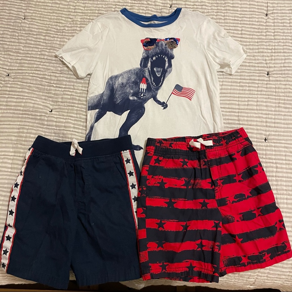 Boys lot patriotic 4th of July clothes shirt shorts